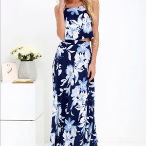 Blue floral Lulu’s two piece maxi dress